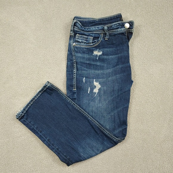 Silver Jeans Co. Denim - Silver Jeans Co. Suki Capri - Womens 34x25 Blue Distressed Mid Rise - VERY GOOD